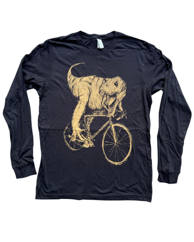 Trex on A Bicycle Men's Long Sleeve Shirt