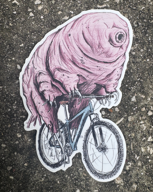 Tardigrade on a Bicycle Vinyl Sticker