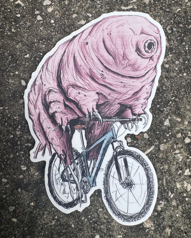 Tardigrade on a Bicycle Vinyl Sticker