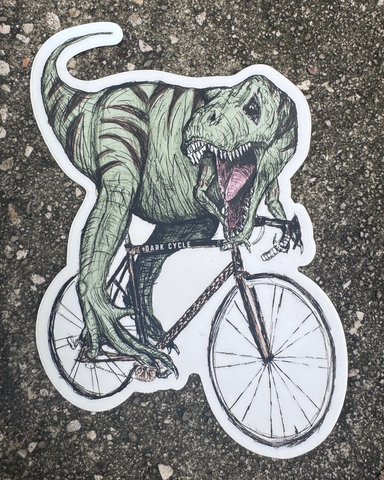 T-rex on a Bicycle Vinyl Sticker