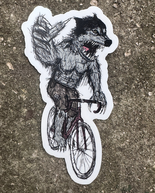 Werewolf on a Bike Vinyl Sticker