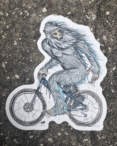 Yeti on a Bicycle Vinyl Sticker