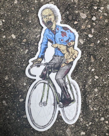 Zombie on a Bicycle Vinyl Sticker