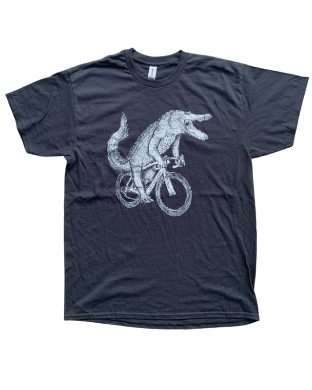 Alligator on A Bicycle Men’s/Unisex Shirt - 90’s Heavy Tee - Black / XS - Unisex Tees
