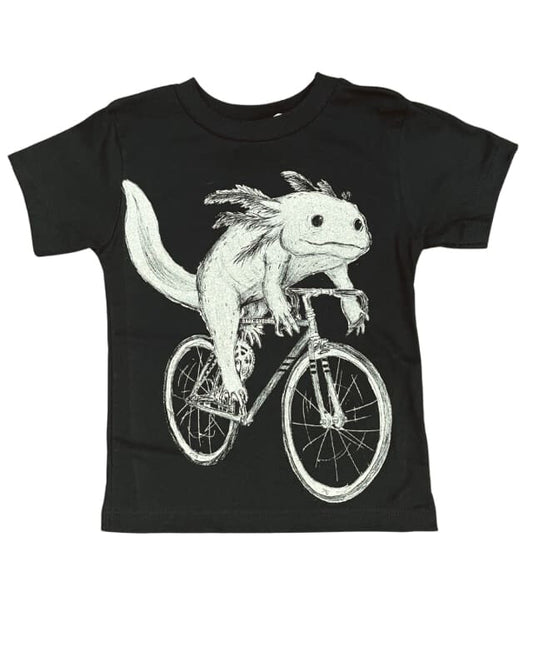 Axolotl on a Bicycle Toddler Shirt - Classic Tee - Black / 2T