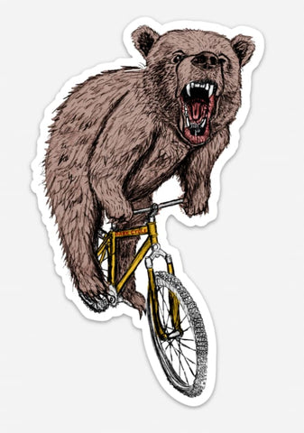 Bear on a Bicycle Vinyl Sticker