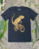 Bearded Dragon on A Bicycle Men’s/Unisex Shirt - 70’s Vintage Tee - Tri-Black / XS - Unisex Tees