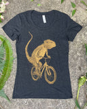 Bearded Dragon on A Bicycle Women’s Shirt - Classic Slim Tee - Black / S - Women’s