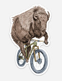 Buffalo on a Bicycle Vinyl Sticker