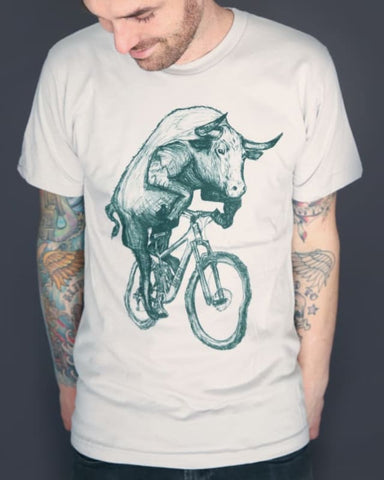 Bull riding a Bicycle Men's/Unisex Shirt
