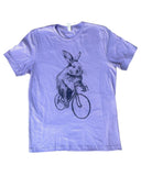 Bunny Rabbit on a Bicycle Men’s T-Shirt - Classic Tee - Dark Lavender / XS - Unisex Tees