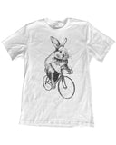 Bunny Rabbit on a Bicycle Men’s T-Shirt - Classic Tee - White / XS - Unisex Tees