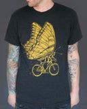 Butterfly on a Bicycle Men’s/Unisex Shirt - 70’s Vintage Tee - Tri-Black / XS - Unisex Tees