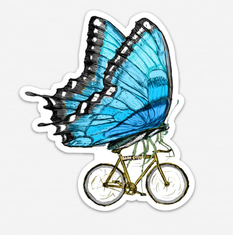 Butterfly on a Bicycle Vinyl Sticker