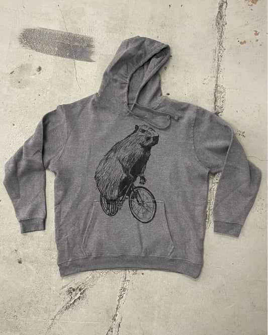 Capybara on A Bike Unisex Hoodie - The STAPLE - Granite Heather / S - unisex hoodie