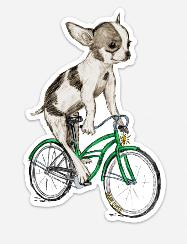 Chihuahua on a Bicycle Vinyl Sticker