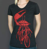 Crab on a Bicycle Womens T-Shirt - Ladies Tees