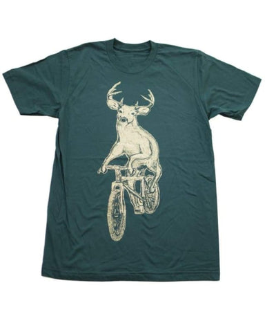 Deer on a Mountain Bicycle Men's T-Shirt