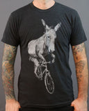 Donkey on a Bike Men’s T-Shirt - 70’s Vintage Tee - Tri-Black / XS - Unisex Tees