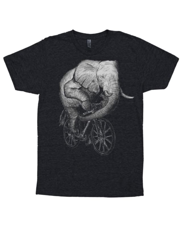 Elephant on a Bicycle Men’s T-Shirt - Unisex/Mens / 70’s Vintage Tee - Tri-Black / XS - Unisex Tees