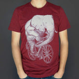Elephant on a Bicycle Mens T-Shirt - Unisex/Mens / Heather Cranberry / XS - Unisex Tees