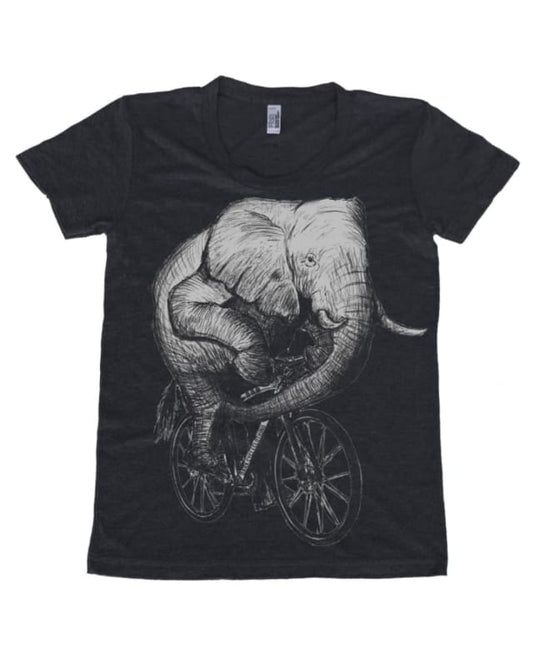 Elephant on a Bicycle Women’s T-Shirt - Animals on Bikes