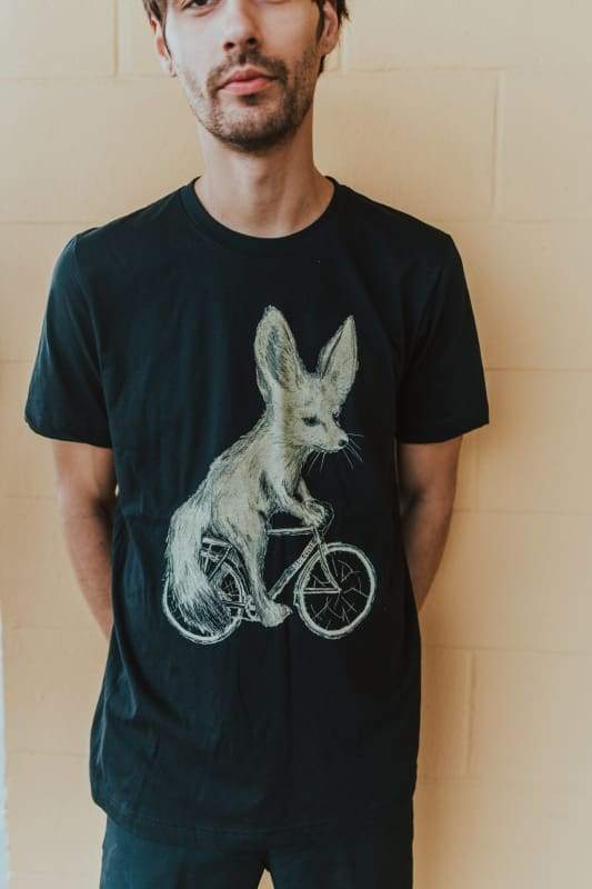 Fennec Fox on a Bike Men's/Unisex Shirt