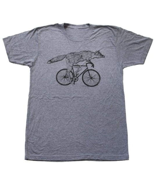 Fox on a Bicycle Unisex Men’s T-Shirt - Animals on Bikes