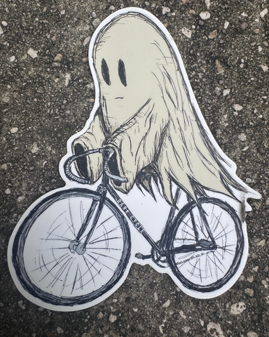 Ghost on a Bike Vinyl Sticker