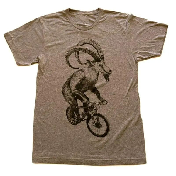 goat-on-a-mountain-bicycle-mens-t-shirt-the-cvc-heather-brown-xs-bike ...