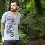 Goat on a Mountain Bicycle Mens V-Neck Shirt - Unisex Tees