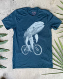 Grey Whale on A Bicycle Men’s/Unisex Shirt - Classic Tee - Atlantic Blue / XS - Unisex Tees