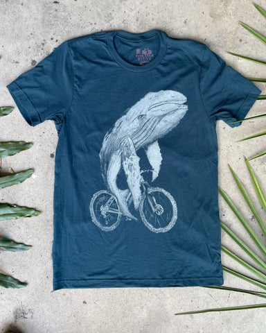 Grey Whale on A Bicycle Men's/Unisex Shirt