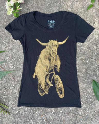 Highland Cow on A Bicycle Women's Shirt