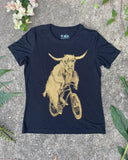 Highland Cow on A Bicycle Women’s Shirt - Standard Tee - Black / S - Women’s