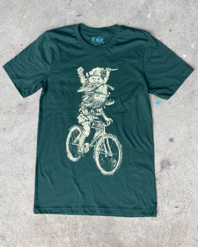 Holiday Elves on A Bicycle Men’s/Unisex Shirt - Classic Tee - Forest / XS - Unisex Tees