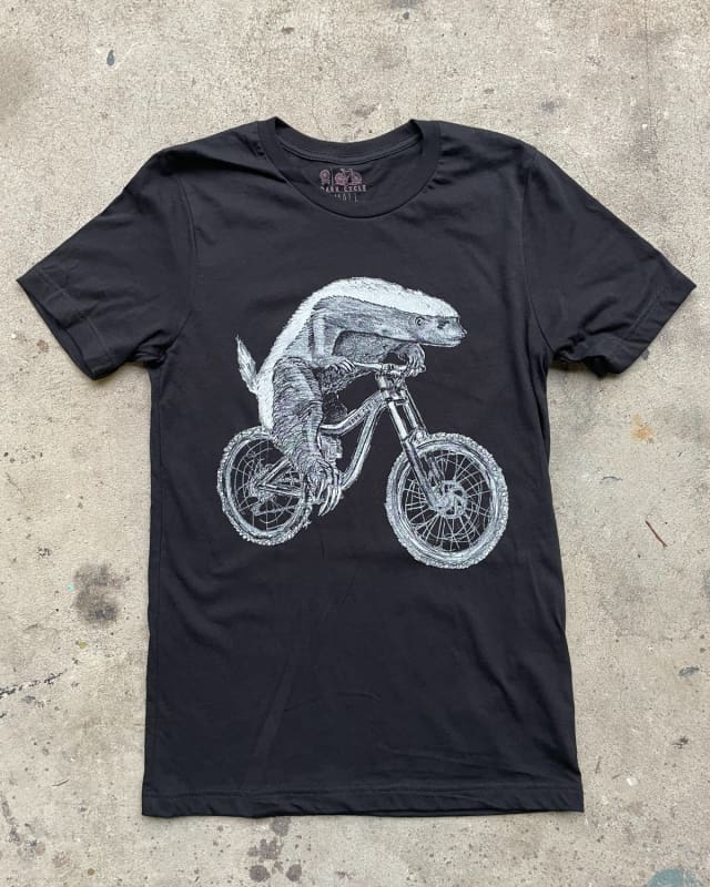 Honey Badger on A Bicycle Men’s/Unisex Shirt - Classic Tee - Black / XS - Unisex Tees