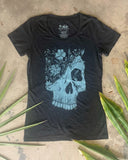 Life and Death | Fulfilled Skull and Flowers Women’s Shirt - Classic Slim Tee - Black / S - Women’s