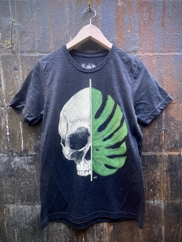 Life and Death II - Women's Split Skull and Monstera Botanical Shirt