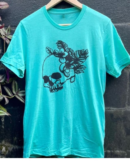 Life and Death IV - Unisex/Mens Botanical Skull Shirt - Unisex Tees
