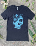 Life and Death V | Fulfilled Blue Skull and Floral Men’s/Unisex Shirt - Classic Tee - Black / XS - Unisex Tees
