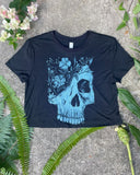 Life and Death V - Women’s Fulfilled Skull and Floral Crop Top - Ladies Tees