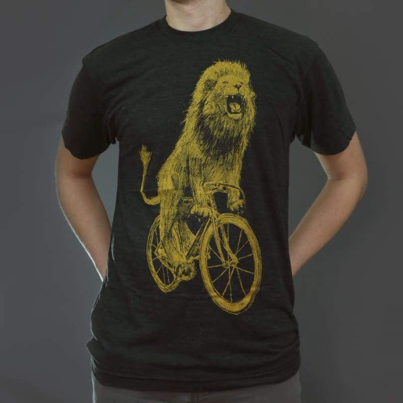 Lion on a Bicycle Mens T-Shirt - Unisex Tees