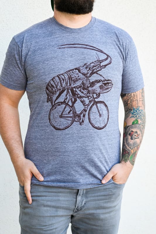 Lobster on A Bicycle Men’s Shirt - Unisex/Mens Tee / Tri-Grey / XS - Unisex Tees