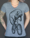 Manatee on a Bicycle Women’s T-Shirt - Ladies Tees
