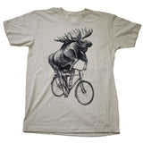 Moose on a Bicycle Mens T-Shirt - Unisex/Mens Tee / Cream / XS - Unisex Tees