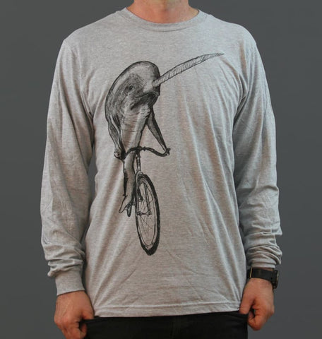 Narwhal on a Bicycle Long Sleeve Men's T-Shirt