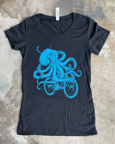 Octopus on a Bike Women's T-Shirts