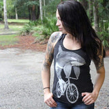 Orca on a Bicycle Womens Racerback Tank Top - Animals on Bikes