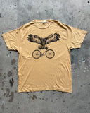 Owl on a Bike Men’s T-Shirt - Garment Dyed Tee - Faded Mustard / XS - Unisex Tees